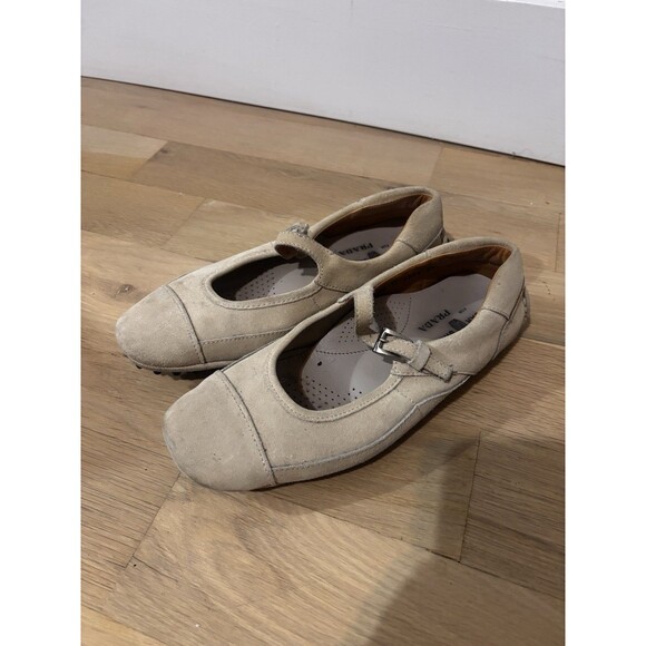 Prada Car Shoe Suede Mary Jane Beige Size 37 - Picture 1 of 12